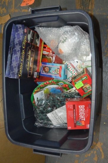 BIN FULL OF MISC. CHRISTMAS DECORATIONS
