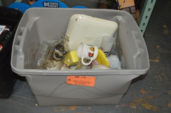 BIN FULL OF GLASS HOUSEWARES