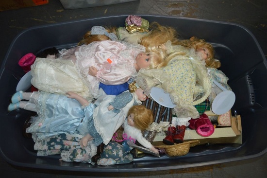 BIN FULL OF PORCELAIN DOLLS