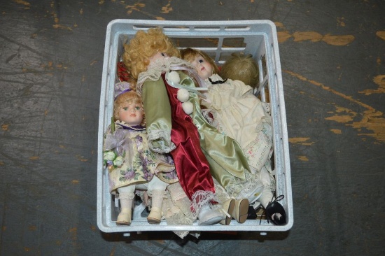 CRATE FULL OF PORCELAIN DOLLS