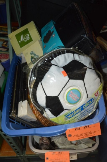 MISC HOUSEHOLD, PICTURE FRAMES IN LAUNDRY BASKET