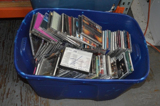 100'S OF MIXED MUSIC CD'S IN BLUE BIN