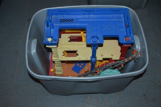 GRAY BIN OF 1990'S POLICE ACADEMY TOYS
