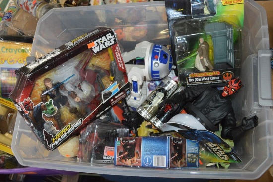 BIN FULL OF ASSORTED STAR WARS TOYS