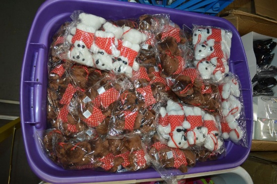 NEW PACKAGED TEDDY BEARS IN PURPLE BIN