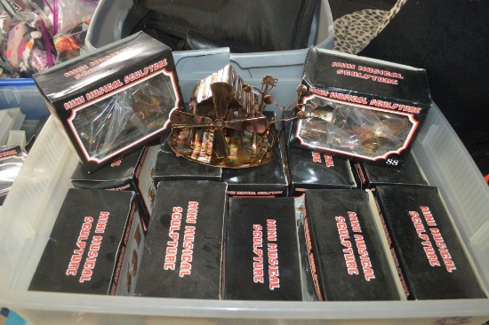 NEW BOXED BRASS MUSIC BOXES IN CLEAR BIN