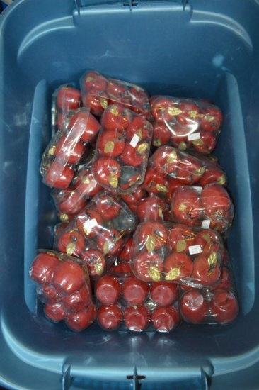 DECORATIVE APPLES IN BLUE BIN