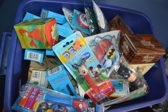 NEW IN PACKAGE NOVELTIES IN BLUE BIN