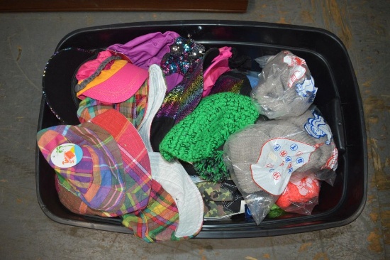 BIN FULL OF NEW HATS WITH TAGS