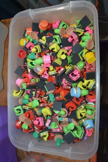 BIN WITH 100'S OF VINTAGE CACTUS AND GRAMMOPHONE ERASERS