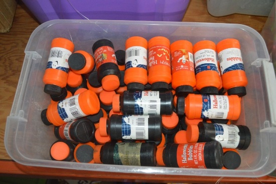 BIN WITH (50) BOTTLES OF HALLOWEEN BUBBLES