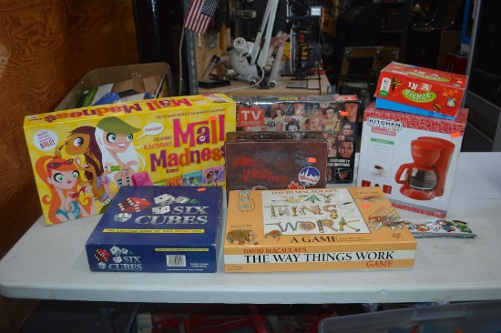 VINTAGE BOARD GAMES IN GRAY BIN