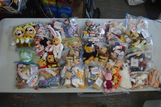 100'S OF DISNEY STORE PLUSH WITH TAGS IN CLEAR BIN