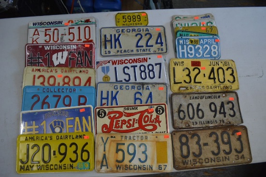 OLD LICENSE PLATES IN GREEN BIN