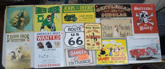 LOT OF (30) TIN NOVELTY SIGNS