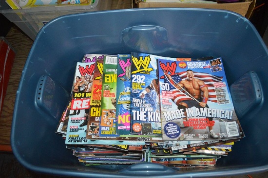 1990'S WWF MAGAZINES IN BLUE BIN