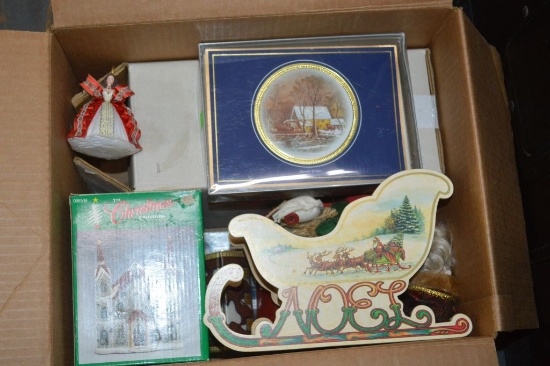 BOX FULL OF ASSORTED CHRISTMAS DECORATIONS