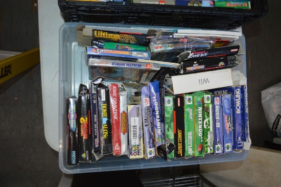 BIN FULL OF VIDEO GAME BOXES, EMPTY