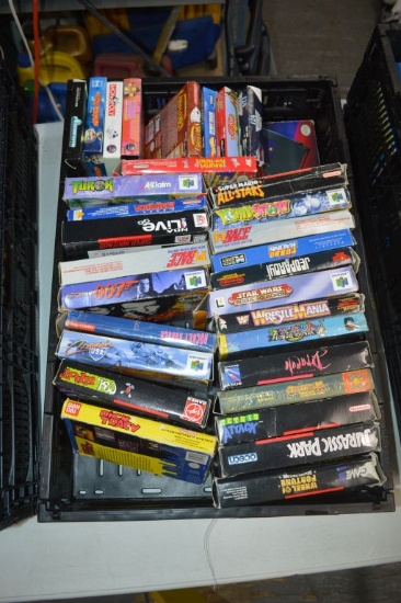 CRATE FULL OF VIDEO GAME BOXES, EMPTY