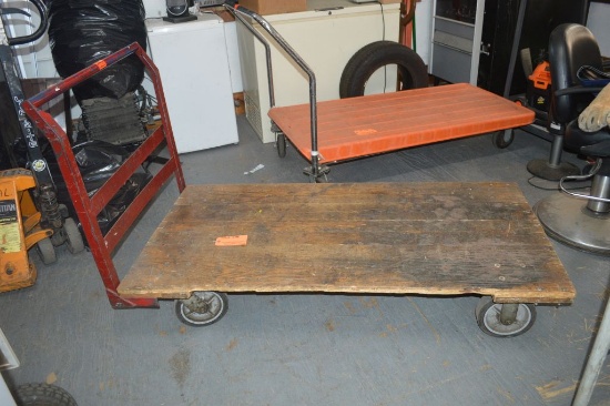5' LONG INDUSTRIAL FLAT CART, WOOD DECK