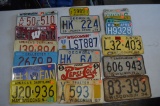 OLD LICENSE PLATES IN GREEN BIN