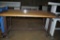 WORKBENCH ON CASTERS, BUTCHER BLOCK TOP,