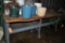ROLLING WORK TABLE WITH CONTENTS, FLOWER POTS,