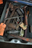 MIXED TOOLS IN THIS BIN, LARGE WRENCHES, HAMMERS, MALLETS, ETC.