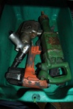 GREEN BIN WITH MISC. PNEUMATIC TOOLS