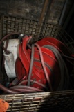 WIRE CRATE WITH (2) ECON-O-MITE HOSE REELS,
