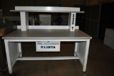 LISTA WORK TABLE, WHITE BASE WITH GRAY LAMINATE TOP,