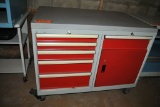 LISTA GRAY/RED CABINET, SIX DRAWERS AND SINGLE DOOR