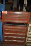 RED EIGHT DRAWER CABINET, 27 3/4
