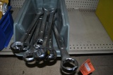 BIN FULL OF LARGE SIZE COMBINATION WRENCHES,