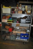 HEAVY DUTY STEEL SHELVING UNIT ON CASTERS WITH