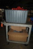 PLASTIC CART WITH CONTENTS PLASTIC TOOL HOLDERS AND