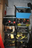 (11) BINS WITH BANDING TOOLS, CLAMPS, WRENCHES AND MISC.