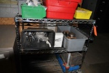 FREEZER STYLE SHELVING ON CASTERS WITH CONTENTS,