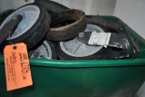 GREEN BIN FULL OF ASSORTED CASTERS