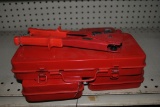 (3) HAND RIVET GUNS WITH RED METAL CASES