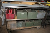 ROLLING METAL SHOP CART WITH CONTENTS,