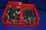 (2) SMALL BINS OF RATCHETING WRENCHES, 7x8mm & 9x10mm