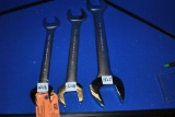 (3) LARGE OPEN END WRENCHES, 1 1/4