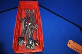 BIN OF 21mm x 23mm OPEN END WRENCHES,