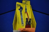 BIN OF ASSORTED TOOLS, WIRE CUTTERS, NEEDLE NOSE PLIERS