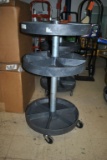 THREE TIER PLASTIC PARTS CAROUSEL ON CASTERS