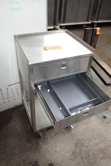 TWO DRAWER STAINLESS STEEL PORTABLE CABINET,