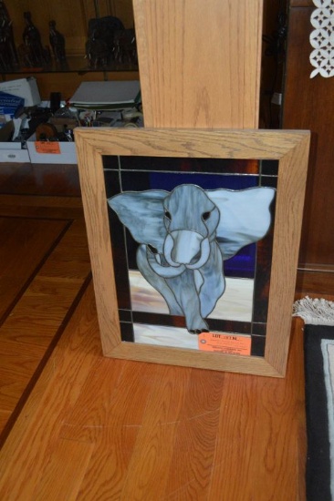 BEAUTIFUL FRAMED STAINLESS GLASS OF AN ELEPHANT,