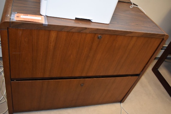 TWO DRAWER WOODGRAIN HORIZONTAL FILE CABINET,