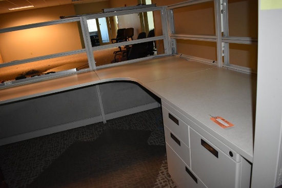 PARTIALLY DISASSEMBLED OFFICE CUBICLE UNIT WITH